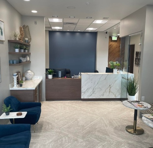 Reception area at RidgeGate Dental of Parker office