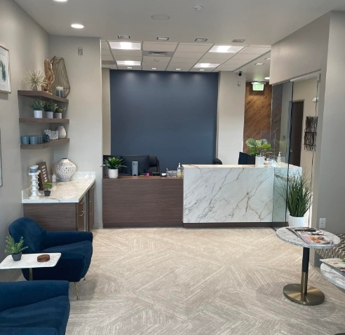 Reception area at RidgeGate Dental office in Meridian