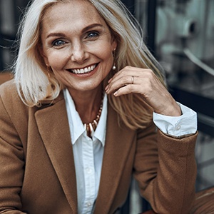 Woman smiling outside