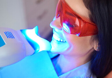 a patient undergoing in-office teeth whitening